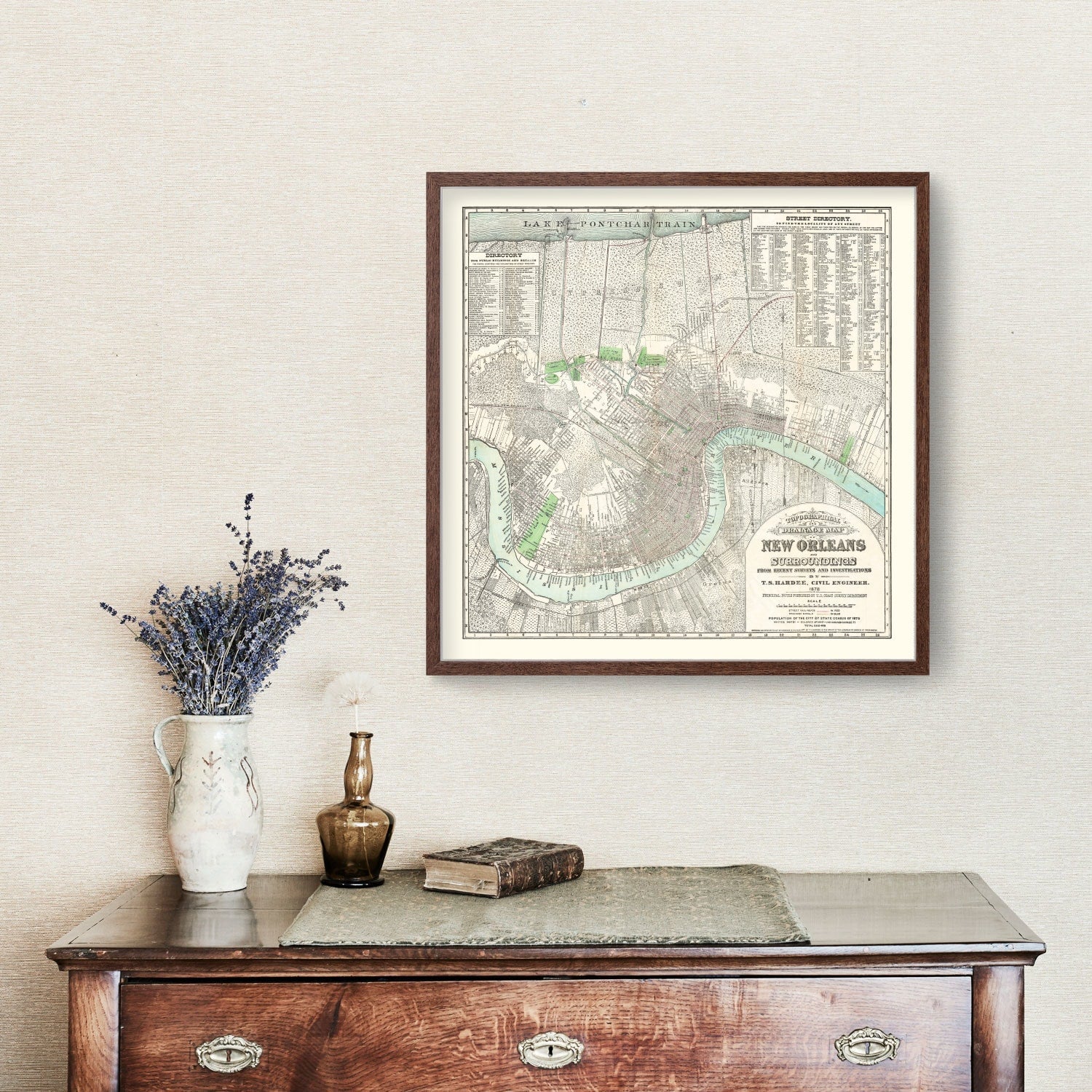Vintage Map of New Orleans, Louisiana 1878