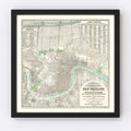 Vintage Map of New Orleans, Louisiana 1878