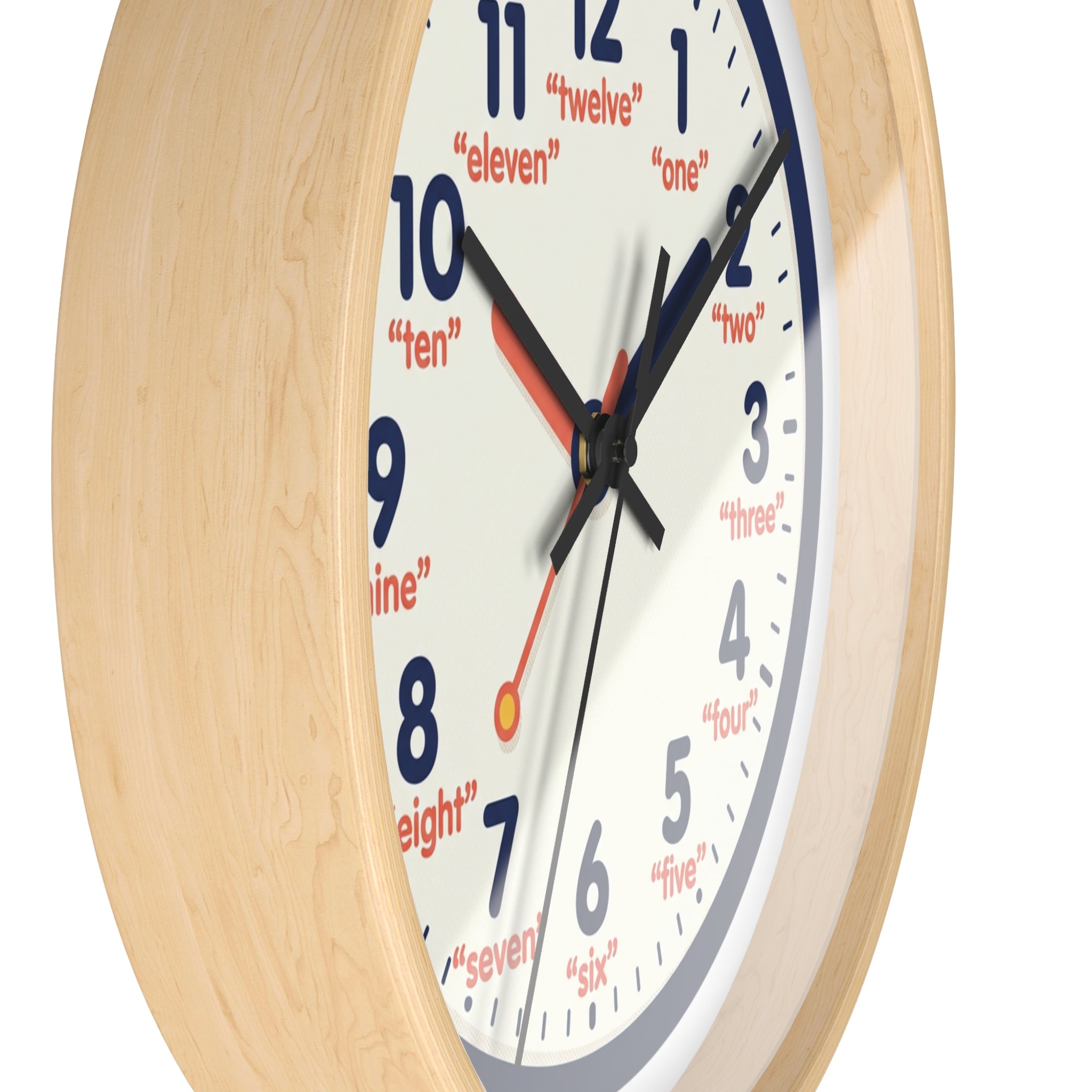 Learn-to-Tell Time Wall Clock — Number & Word Learning Clock for Kids