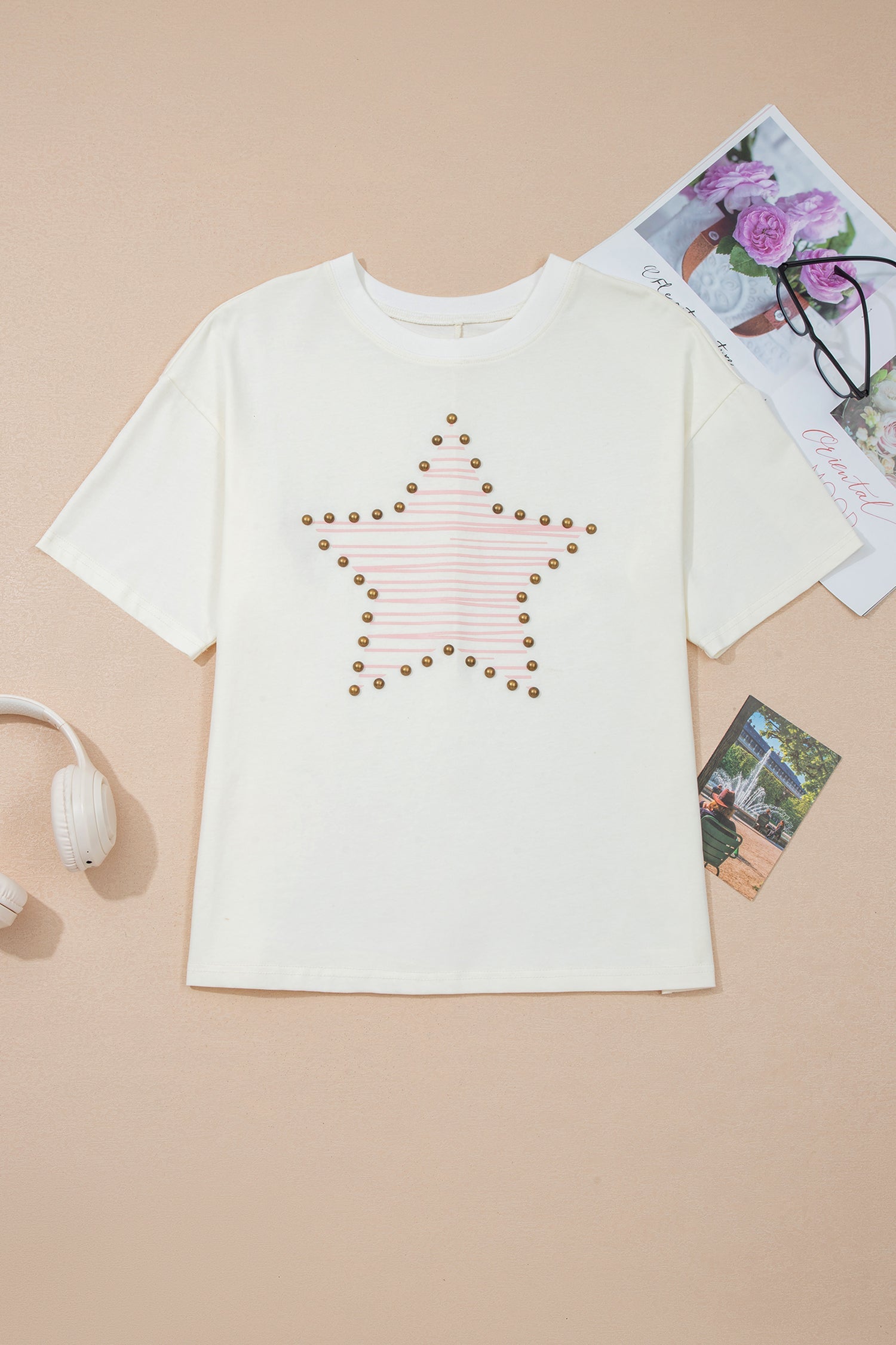 Western Star Studded Detail Short Sleeve Top