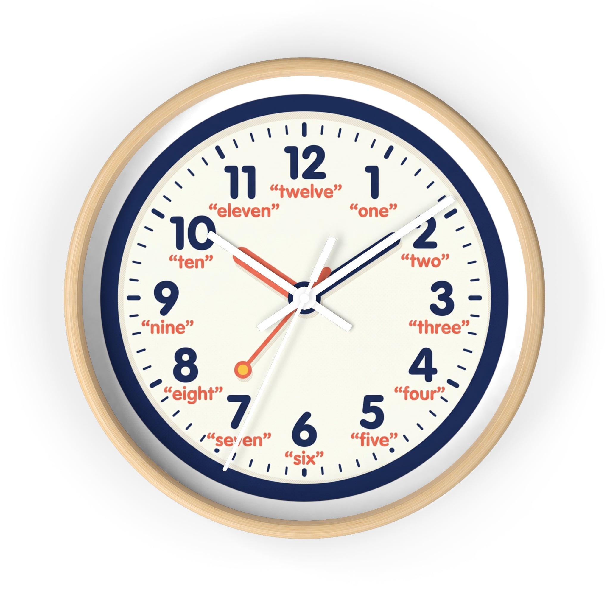 Learn-to-Tell Time Wall Clock — Number & Word Learning Clock for Kids
