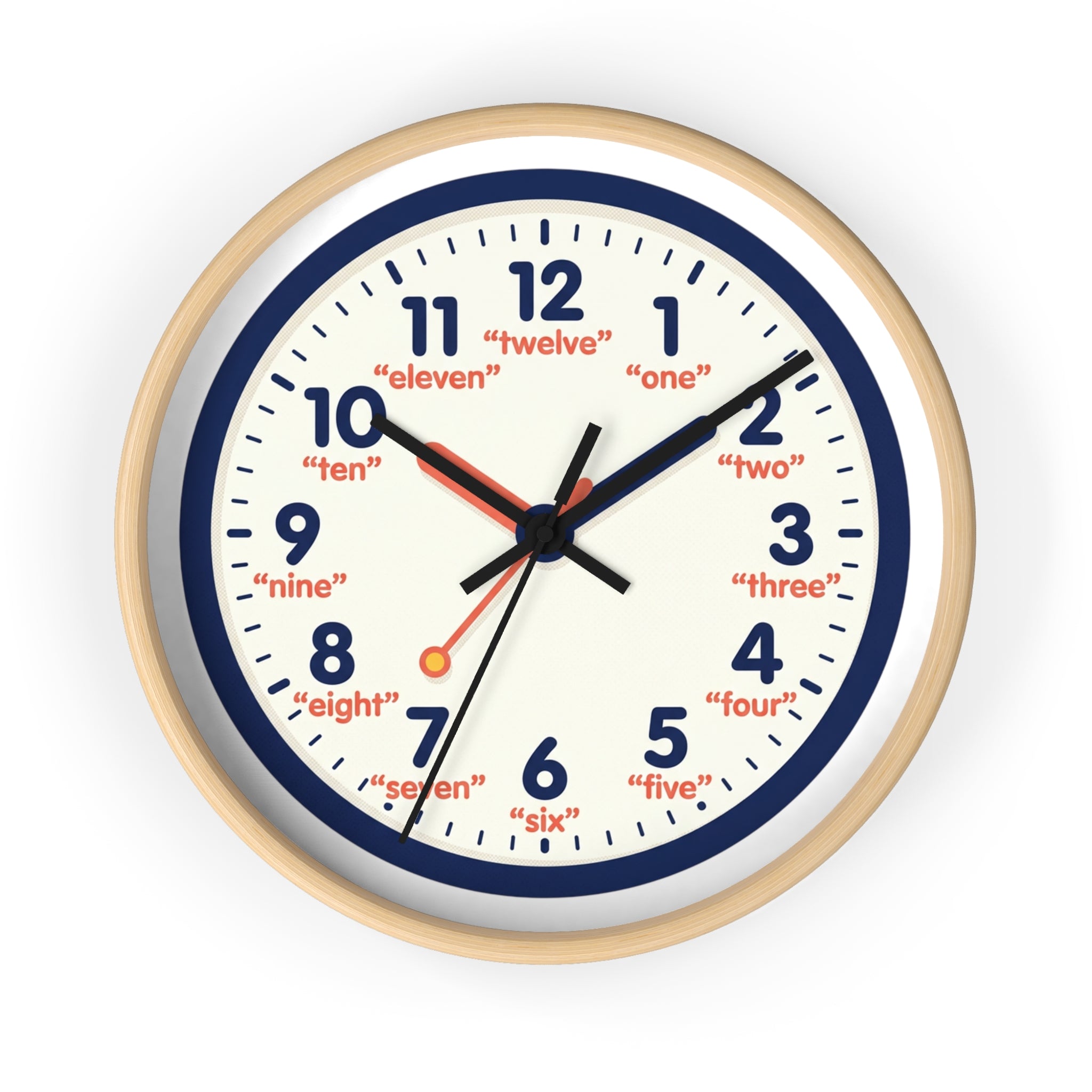 Learn-to-Tell Time Wall Clock — Number & Word Learning Clock for Kids