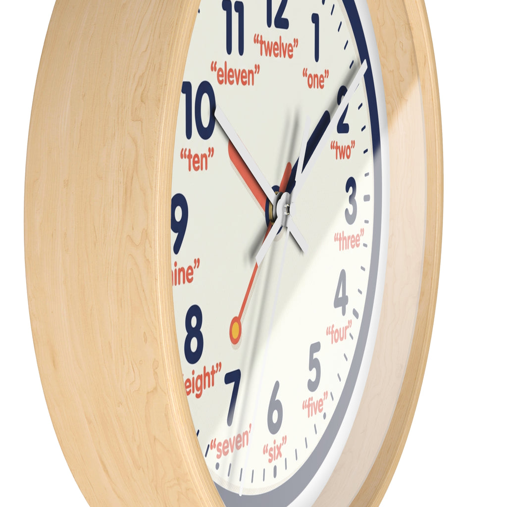 Learn-to-Tell Time Wall Clock — Number & Word Learning Clock for Kids
