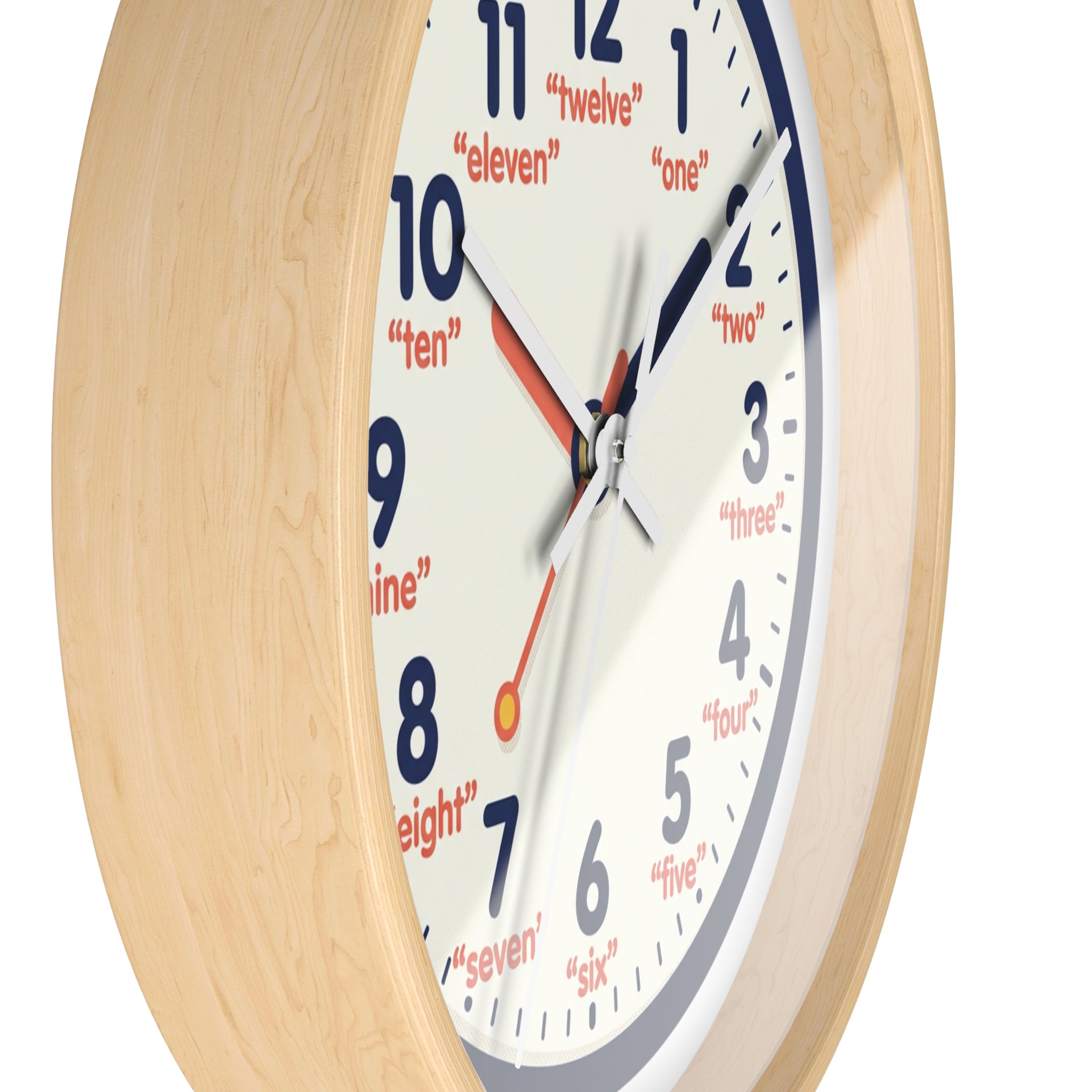 Learn-to-Tell Time Wall Clock — Number & Word Learning Clock for Kids