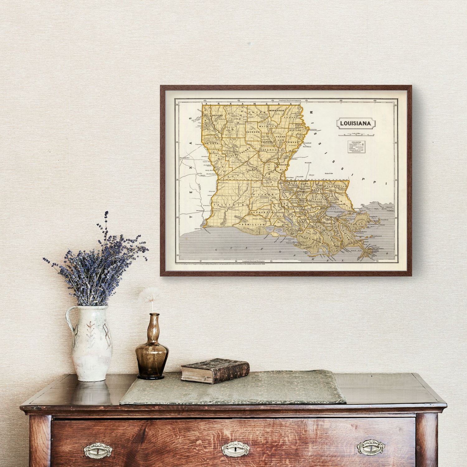 Vintage Map of Louisiana 1842
