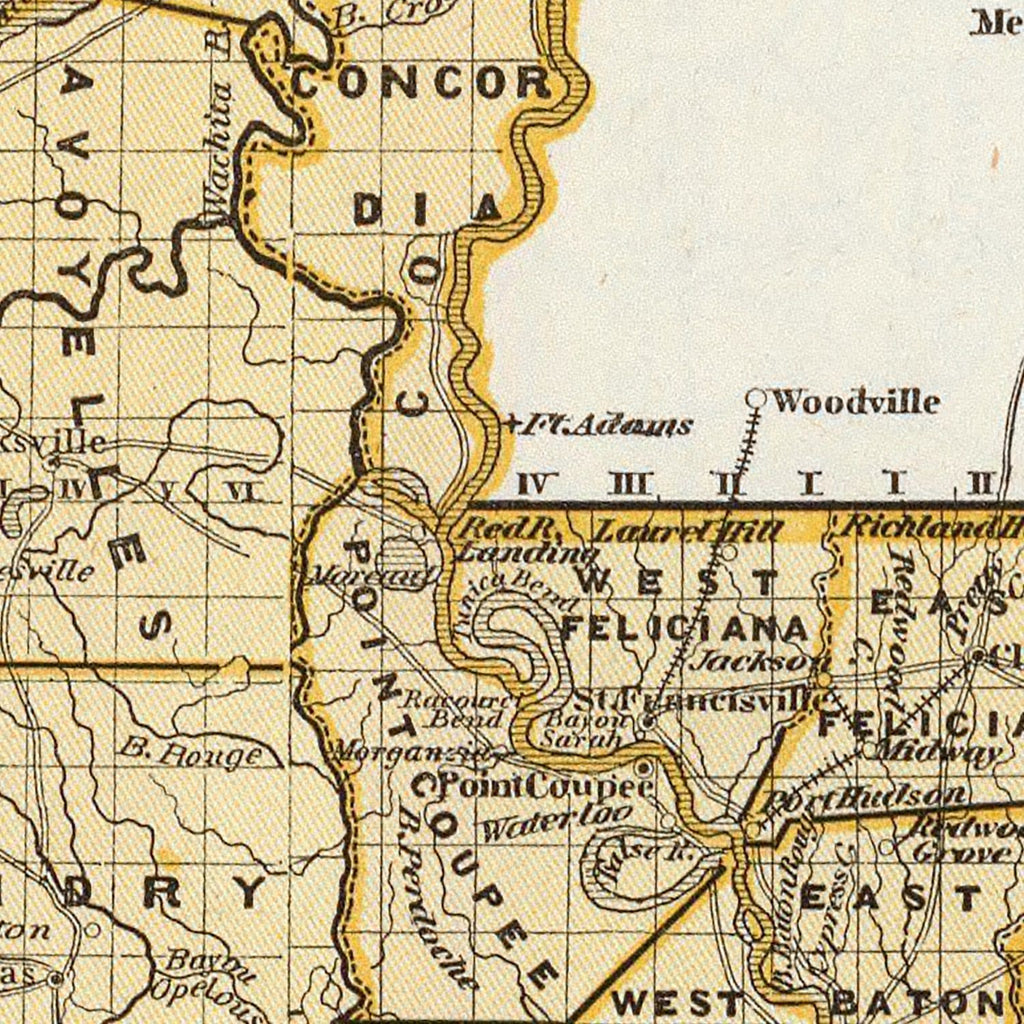 Vintage Map of Louisiana 1842