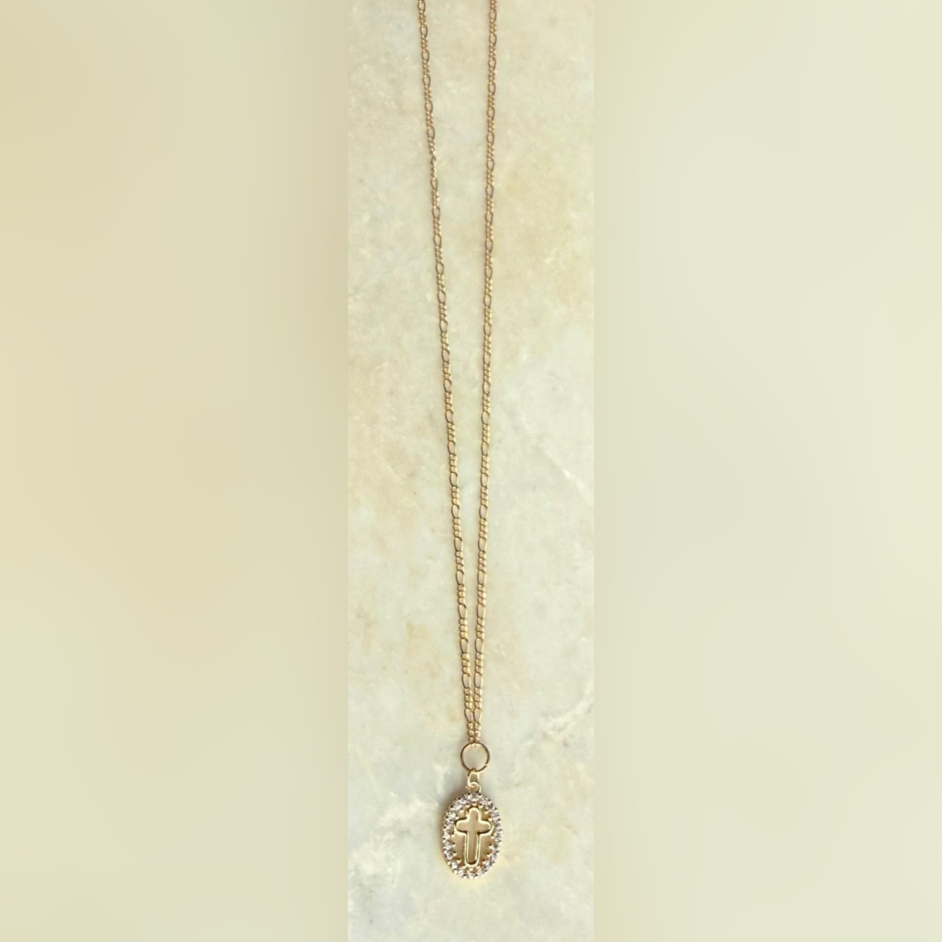 Gold Oval Cross Pendant Necklace — Ms. Charming Collection