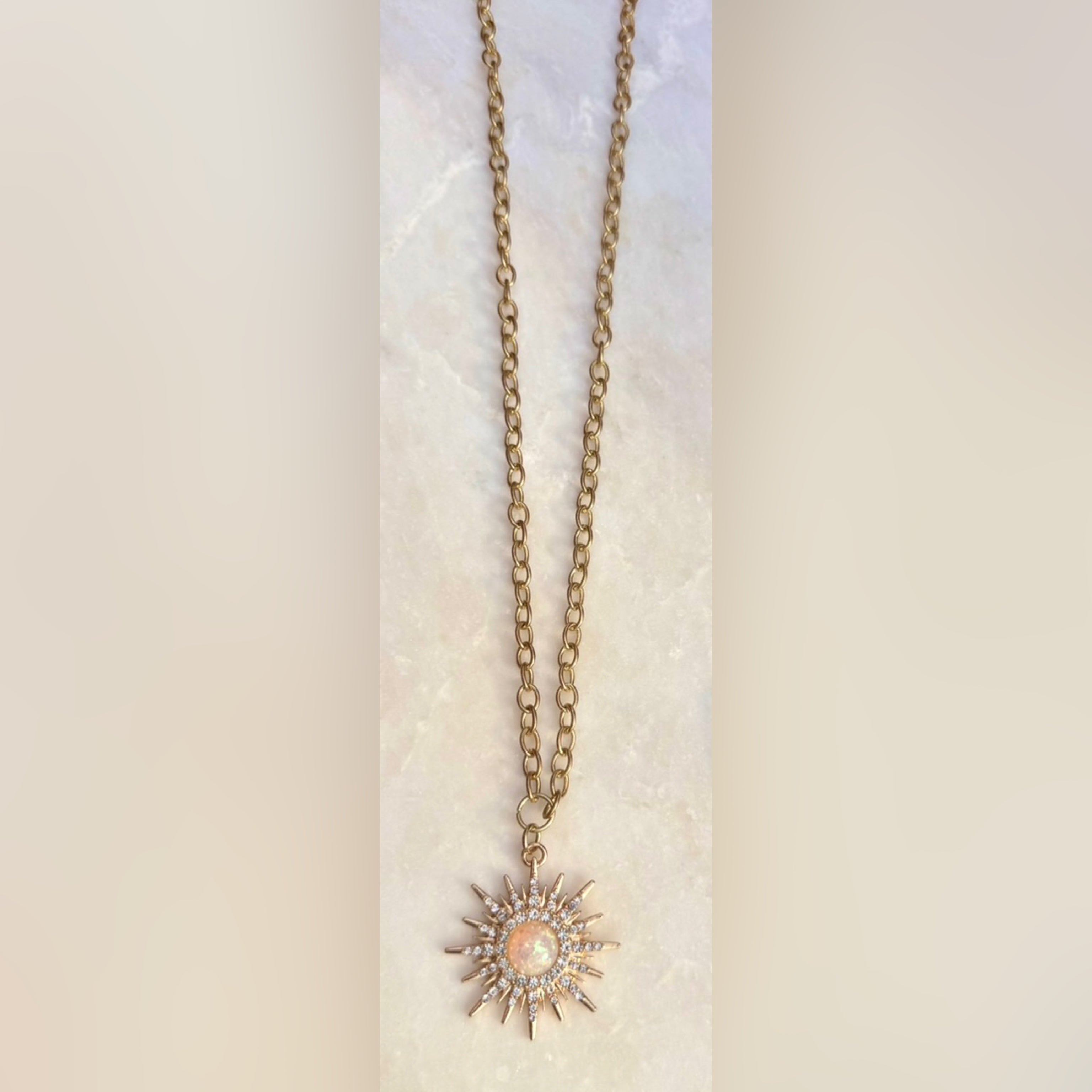 Gold Sunburst Pearl Necklace — Ms. Charming Collection