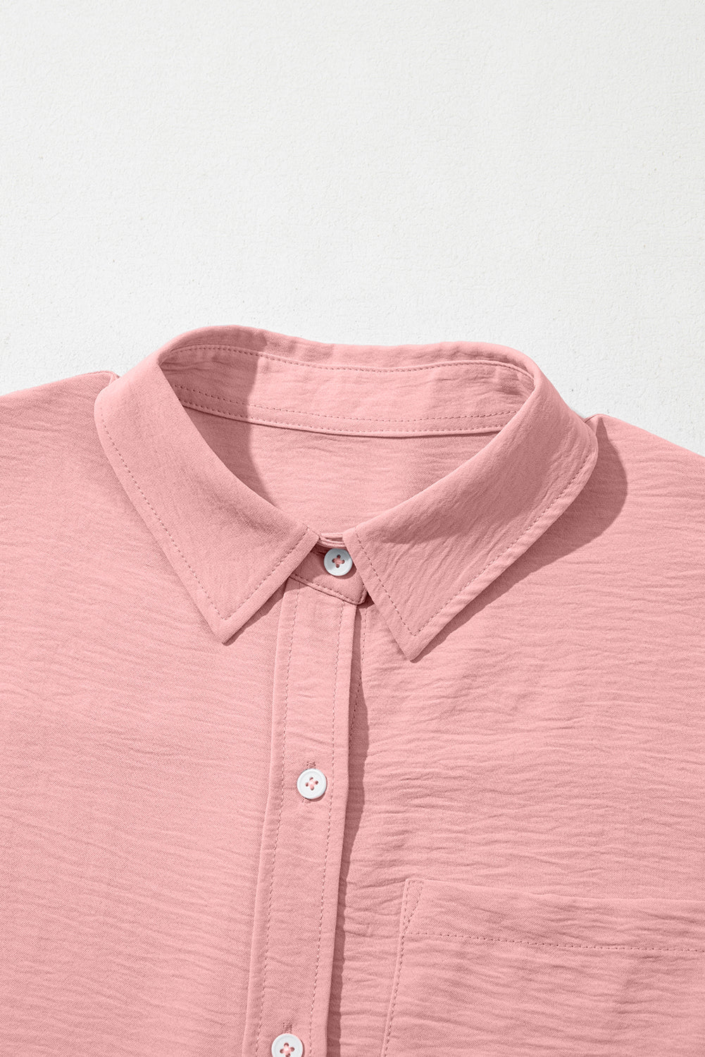 Solid Cuffed Short Sleeve Buttoned Shirt